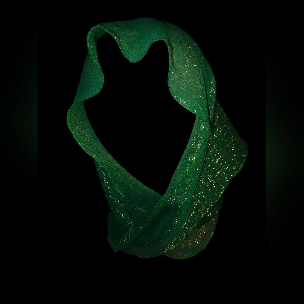 Vintage Green And Gold Sparkle Scarf Wrap